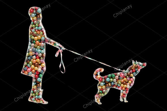 Dog Woman Girl Beads Colorful Embroidery